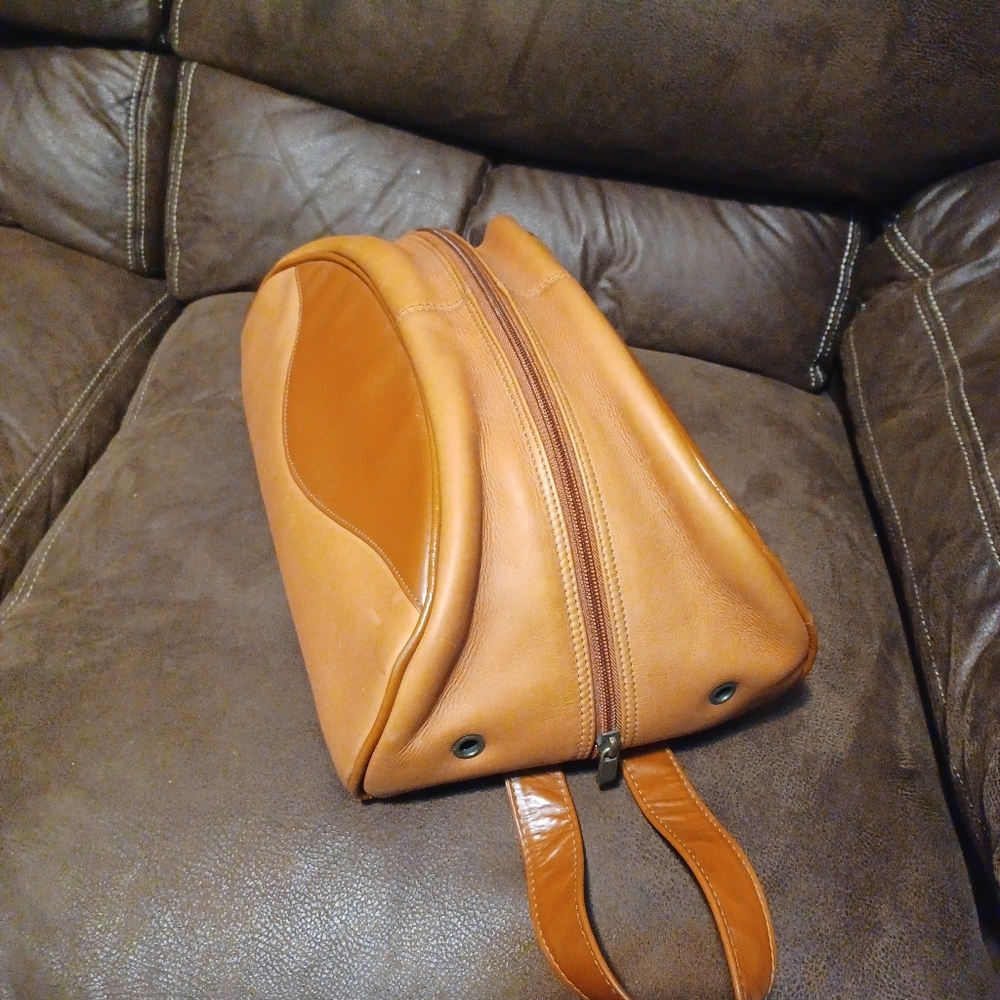 Men's Dublin drop bag, genuine leather, tan